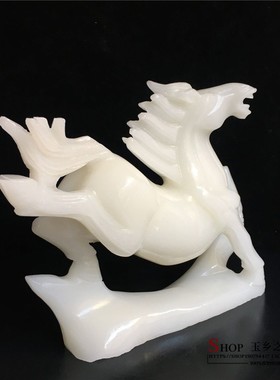 天然白玉生肖马摆件家居玄关客厅酒柜电视柜办公室工艺品礼品摆设