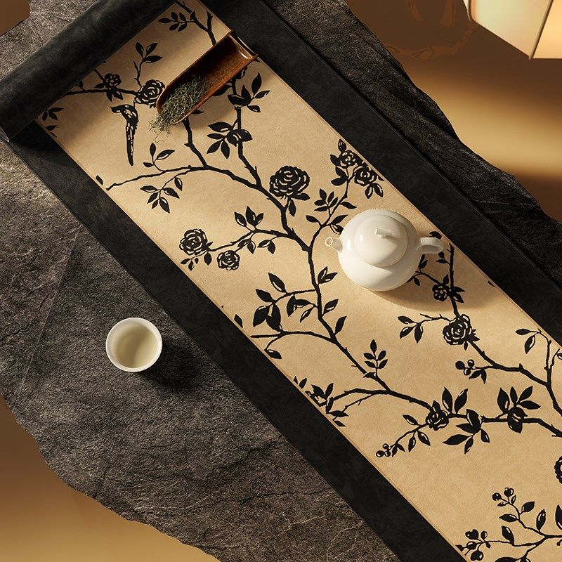 喜即闲花弄影复古新中式中国风高级感餐桌旗桌布电视柜布茶几边柜,居家布艺,桌旗,淘宝优惠券,粉丝福利购,淘宝优惠卷