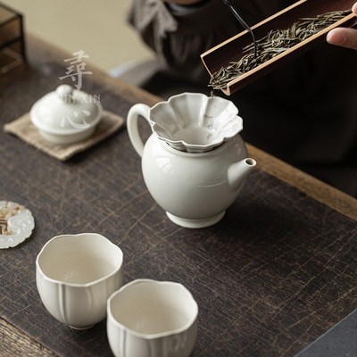 寻心草木灰投茶器茶漏导茶入壶取茶器陶瓷家用茶叶漏斗茶道零配件