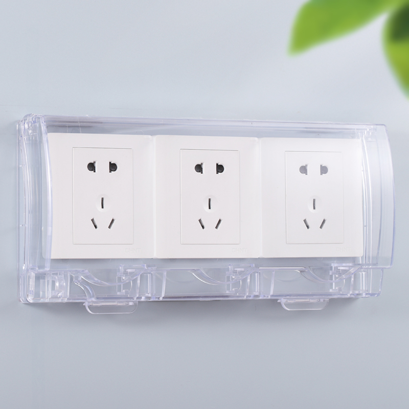 三位86型插座防水盒带锁卫生间开关防溅盒电源面板防盗盒防触碰罩