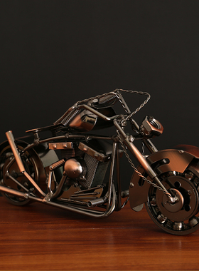 复古金属摩托车模型摆件家居小摆设玄关书架酒柜装饰品创意工艺品