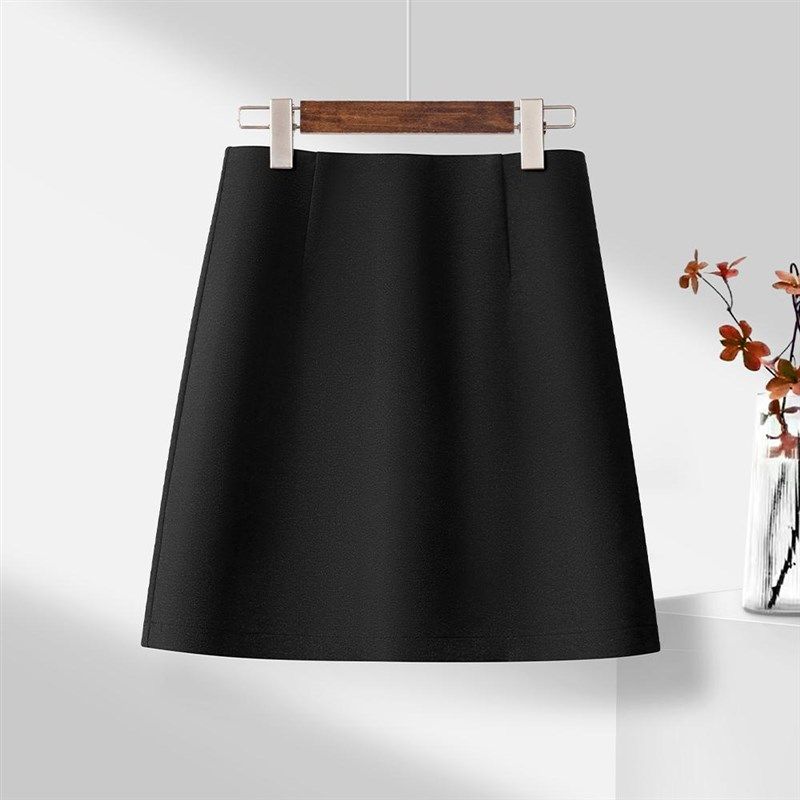 灰色百搭毛呢半身裙短裙女冬季2024新款高腰西装包臀裙短款a字裙