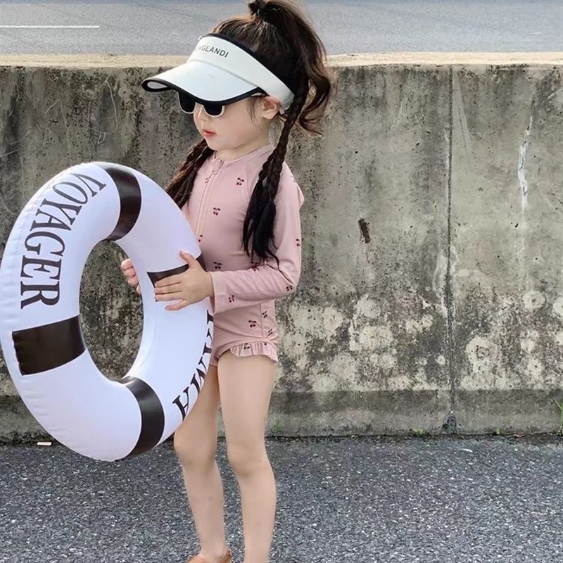 儿童泳衣女孩夏季女童长袖公主泳装可爱甜美宝宝海边度假连体游泳