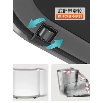极窄缝垃圾桶卫生间厨房厕所专用夹缝桌面按压翻盖滚轮纸篓高颜值