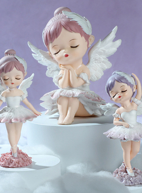 创意芭蕾女孩客厅桌面摆件少女心车摆贝拉蛋糕烘焙装饰品节日礼物
