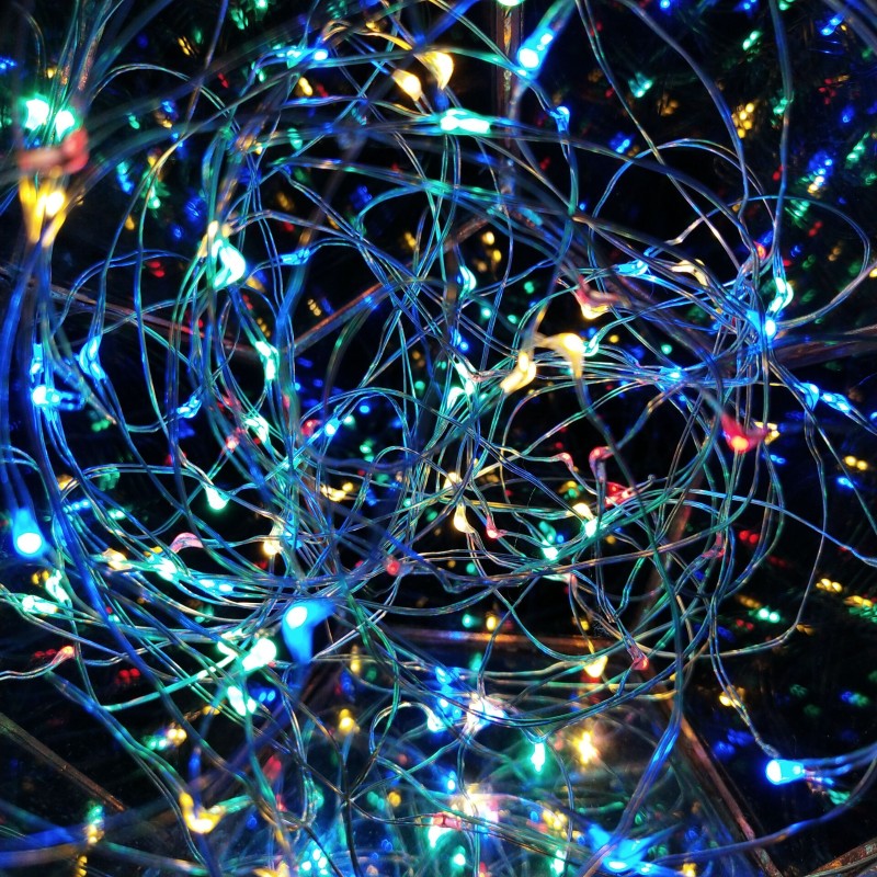 led米粒灯串彩色灯带户外防水灯条庭院装饰节日景观铜丝灯闪灯