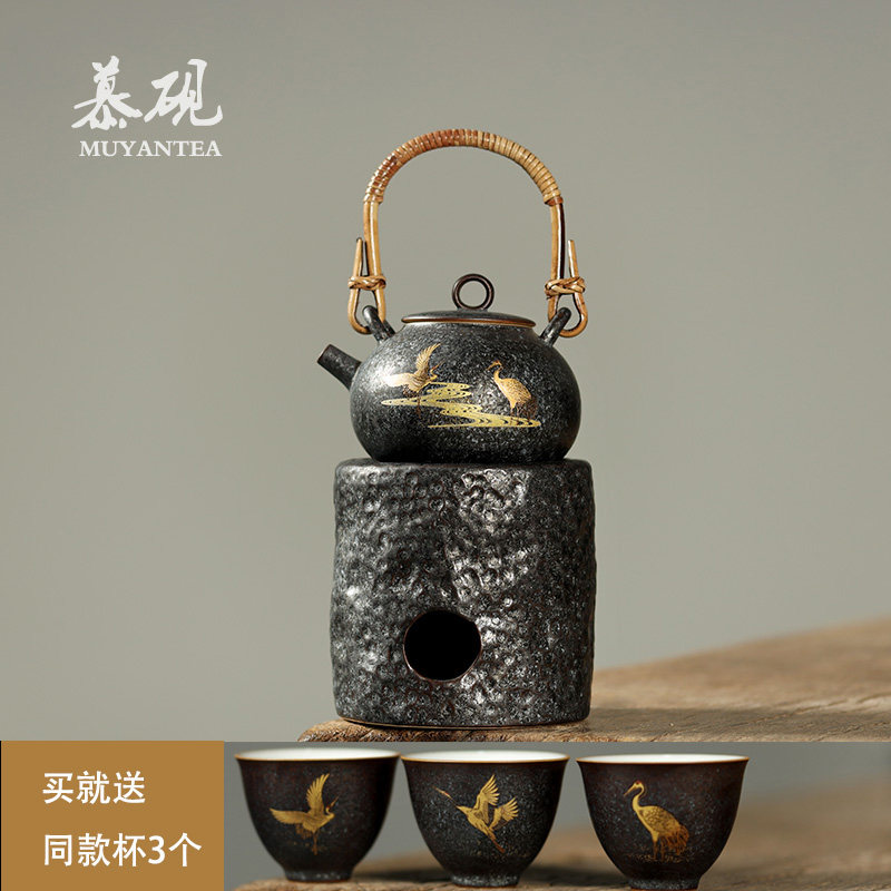 慕砚中式煮茶壶陶泥酒精灯家用煮茶器火炉功夫茶具户外烧水提梁壶