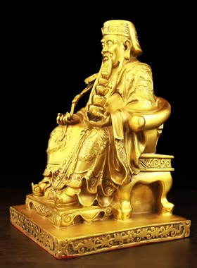 纯铜土地公土地婆神像摆件一对鎭宅福德正神佛像家用供奉大号