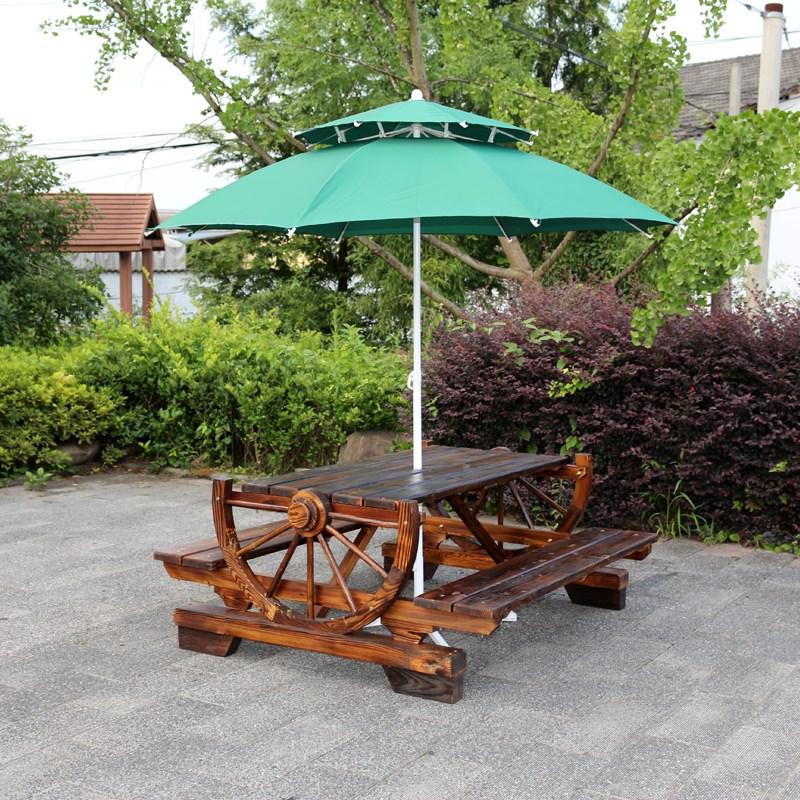 碳化实木户外休闲烧烤凳桌广场阳台庭院连体桌凳花园走廊木制桌椅