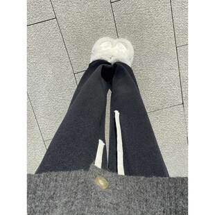 女款 子粗腿屁股大显瘦休闲阔腿裤 冬季 胖mm加绒裤 大码 黑灰色糯米裤