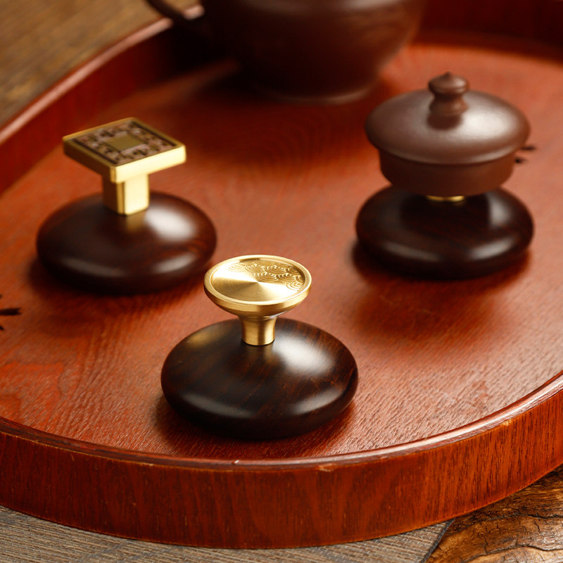 黑檀木纯铜高端盖置壶盖托中式紫砂茶壶盖碗茶器茶搁置架茶具配件