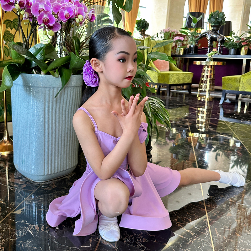 洛利塔吊带夏季拉丁舞表演服大摆裙专业儿童演出服女童拉丁舞蹈裙