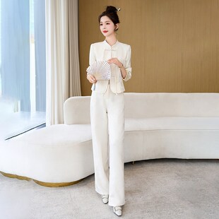 新中式时尚套装女春装2025新款超火国风女装开春穿搭阔腿裤两件套