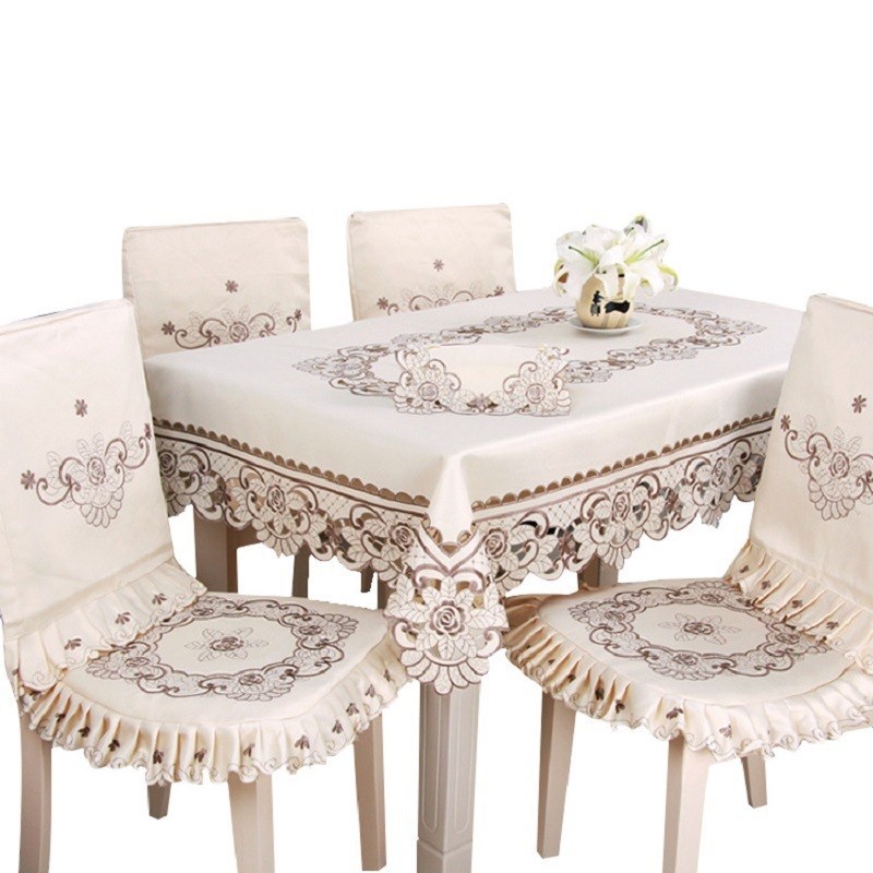 蕾丝椅子坐垫靠垫套加大欧式餐椅垫套装家用餐桌布圆桌布布艺