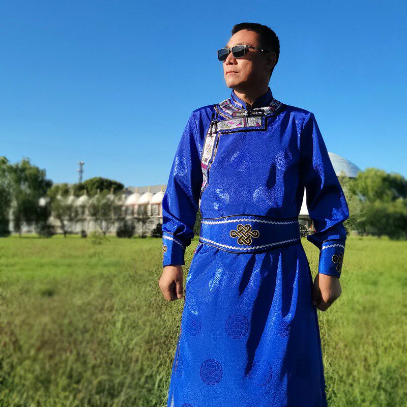新款蒙古袍男士蒙古o演出表演服装长版蒙古服装日常服装生活装秋