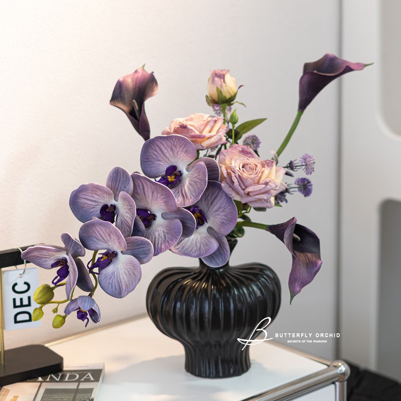 蝴蝶兰花束装饰花卉仿真花t高档客厅设计款假花花艺摆件餐桌花摆
