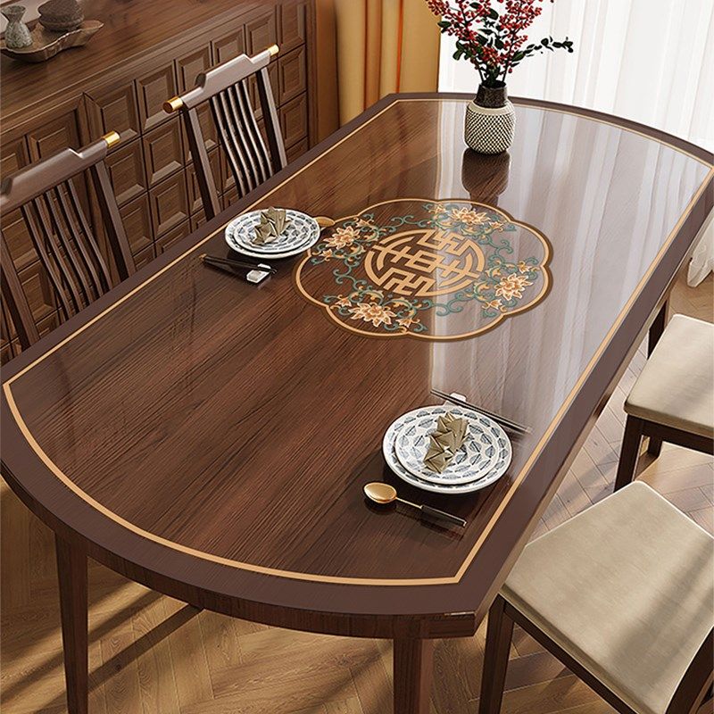 新中式椭圆形餐桌桌布免洗防油防水pvc透明软R玻璃餐桌垫保护垫,居家布艺,桌布,淘宝优惠券,粉丝福利购,淘宝优惠卷