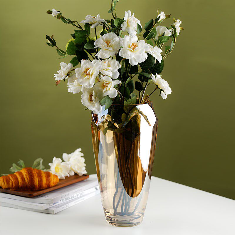 现代玻璃花瓶欧式简约o桌餐插花摆件时尚花瓶客厅养花富贵竹透明