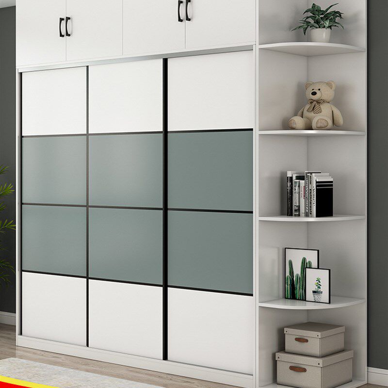 现代简约简易柜子储物柜组装儿童实木衣厨P推拉门衣柜家用卧室
