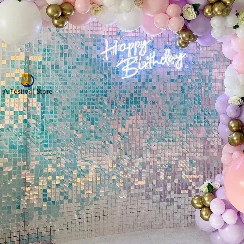 18pcs Golden Sequin Backdrop Panel for WeOdding Party派对装