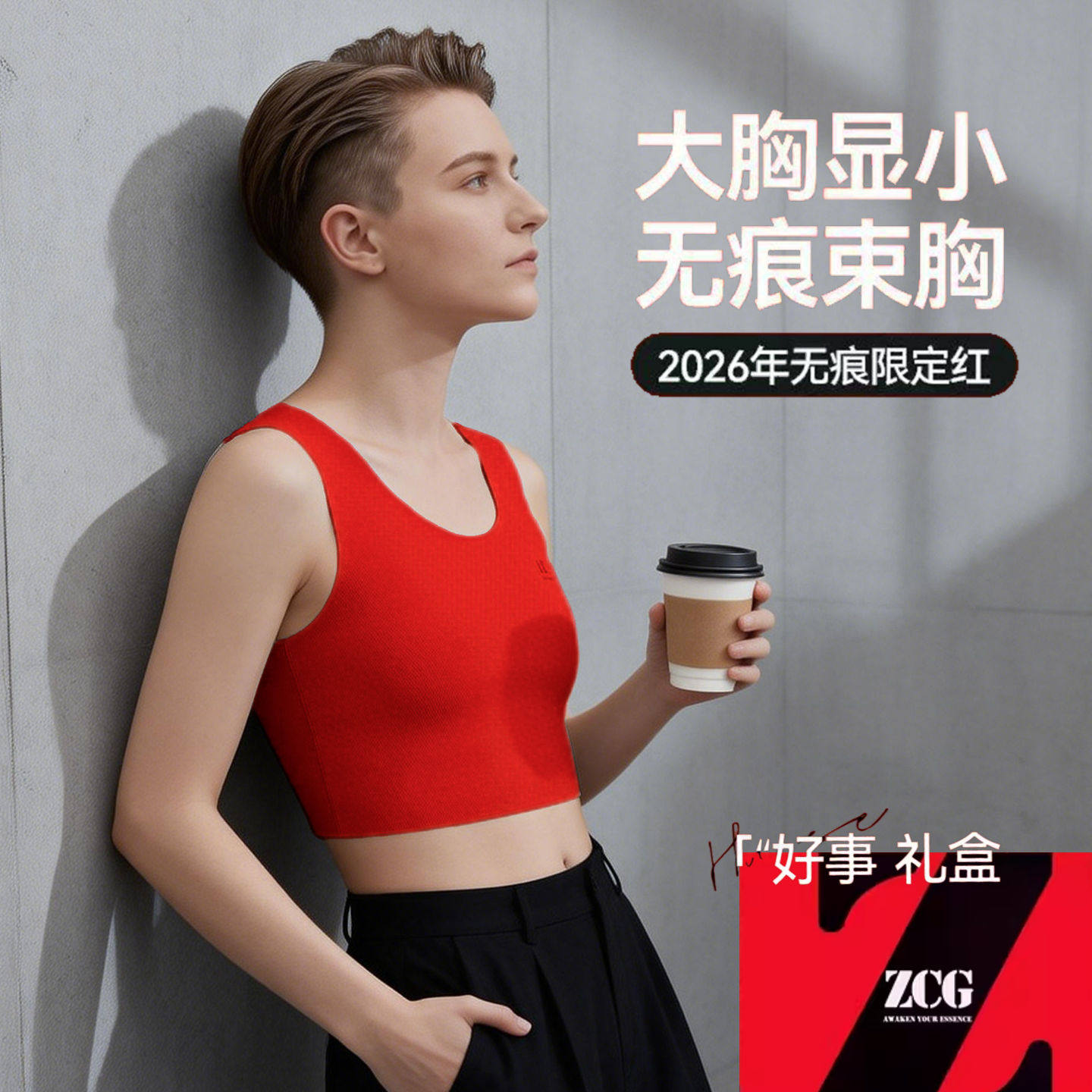 佐驰歌红色束胸内衣无痕束胸女大胸显小2026年本命年马年收腹背心