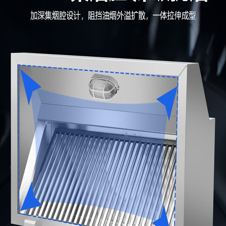 不锈钢烟罩饭店餐饮食堂商用大吸力抽油烟机排烟净化风机管道定制