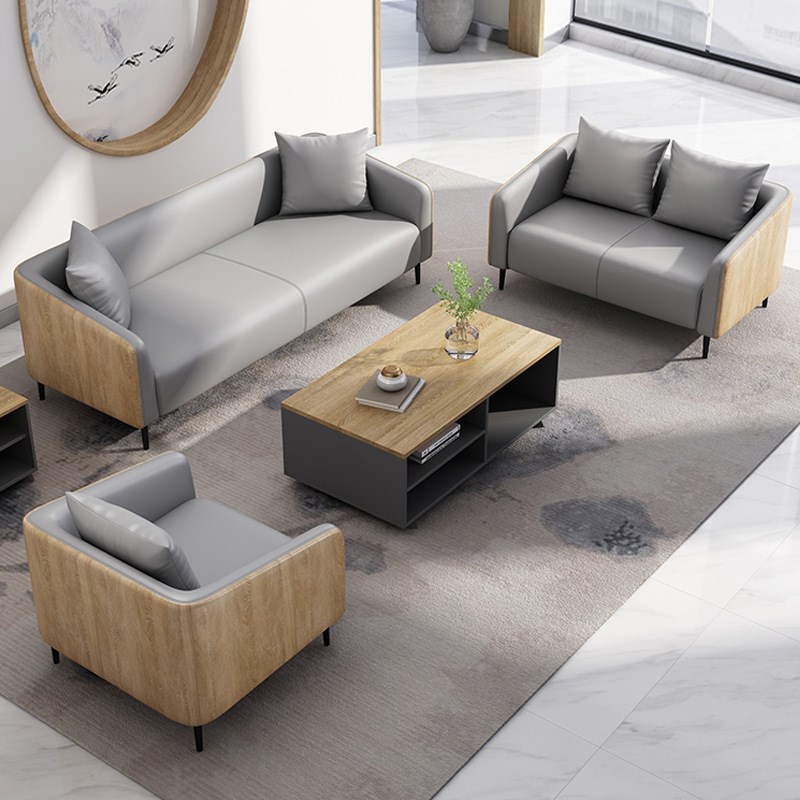 接待室的沙发商务会客洽谈简约现代休闲办公小型沙发茶几组合套装