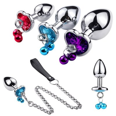 Traction Chain Bell Anal Pwlug Metal Anal Beads Crystal Anus