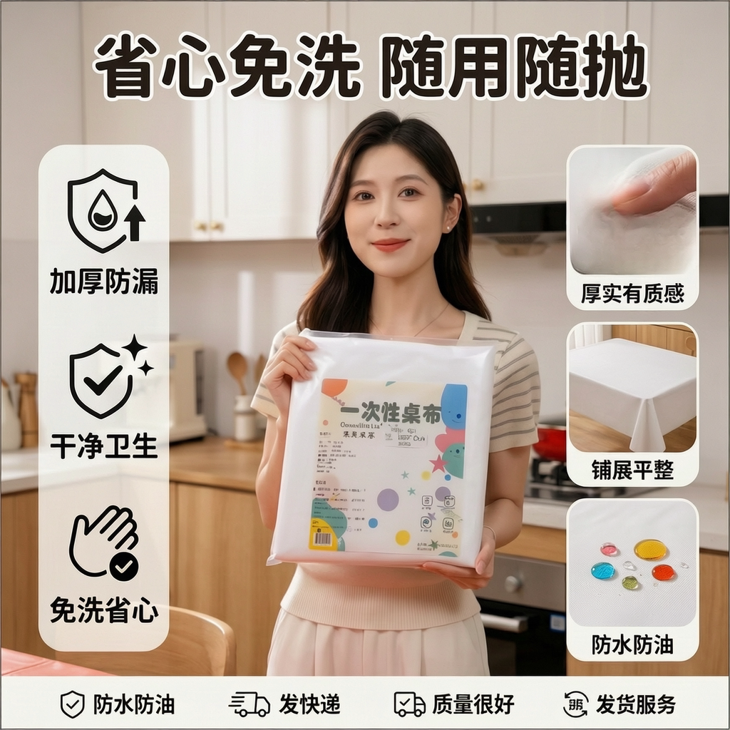 婚宴白色加厚一次性防水防油桌布