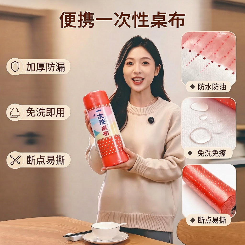 加厚红白色透明一次性桌布塑料台布餐桌布长方形婚庆餐饮酒店桌纸