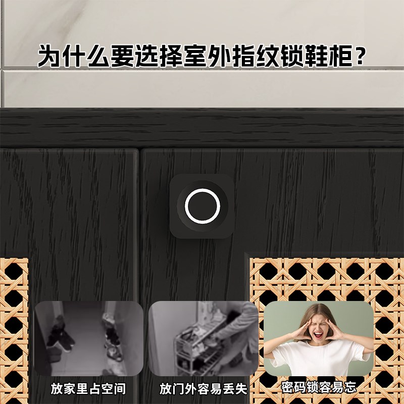 可移动鞋柜带锁家用门口楼道外电梯走廊藤编储物柜带滑轮室外防盗