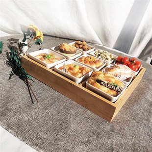 朴心竹木盘九宫格托盘火锅拼盘九格美食餐具餐盘分格组合盘子套装