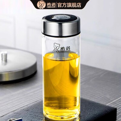 希诺单层玻璃杯加厚大容量家用透明杯子办公室泡茶杯男女士水杯