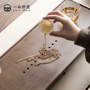 轻奢整板排水茶盘碳化竹家用整块阳台小茶海现代风简约小茶台 中式