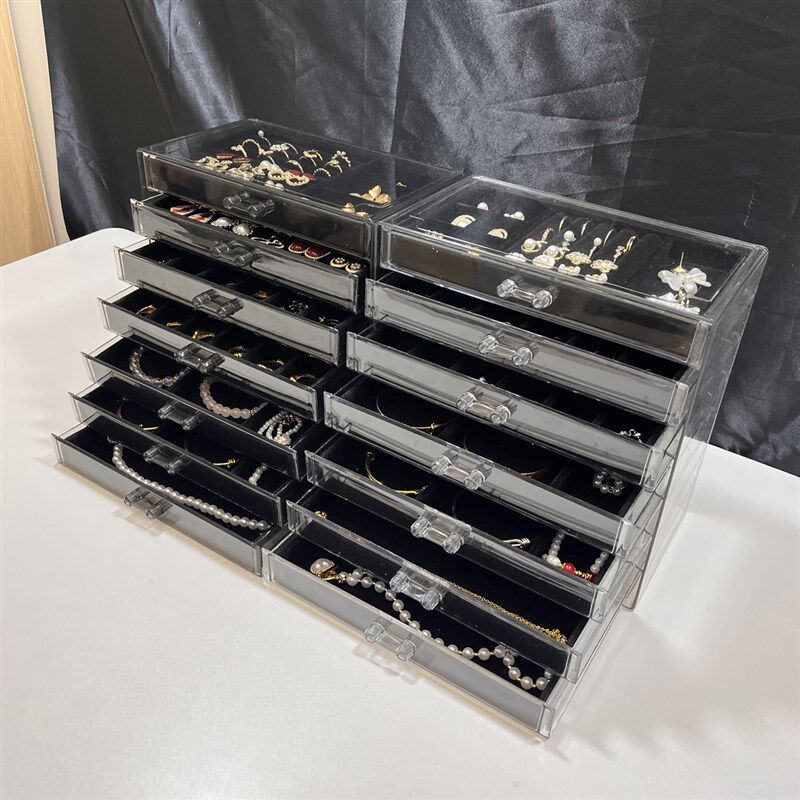 首饰盒耳环耳钉项链收纳盒防氧化七层抽屉式高档精致耳环饰品盒