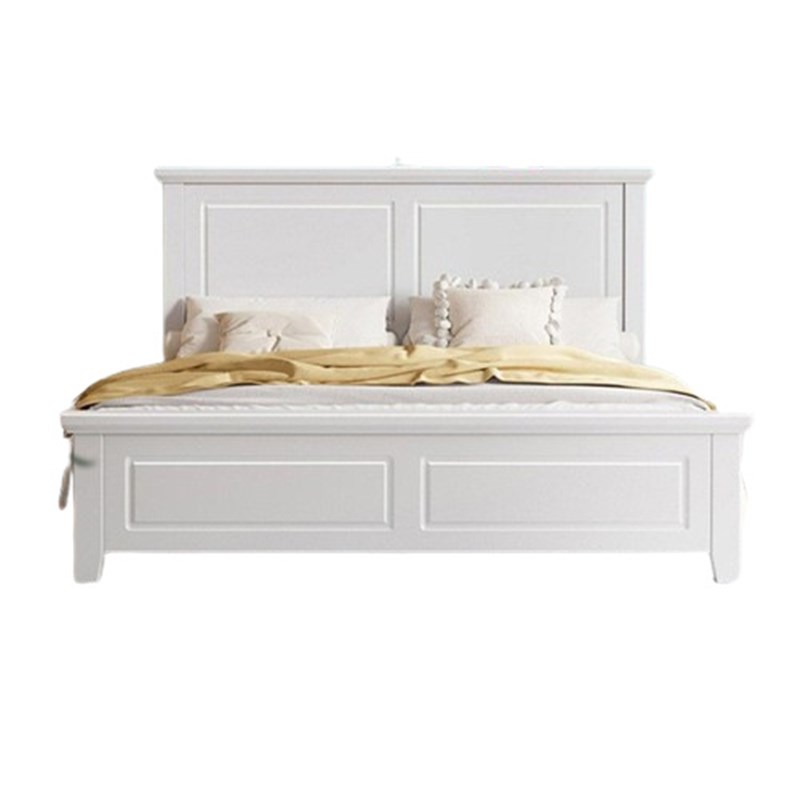 美式白色实木床1.8米现代简约1.5m单双人气压储物奶油风卧室婚床