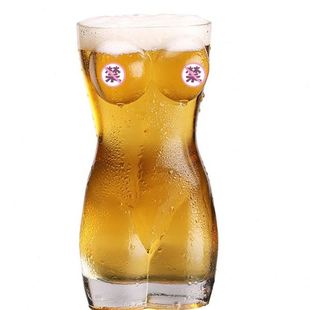 人体酒吧张小岳 扎啤杯颜值创意大号加厚家用透明网红玻璃杯个性