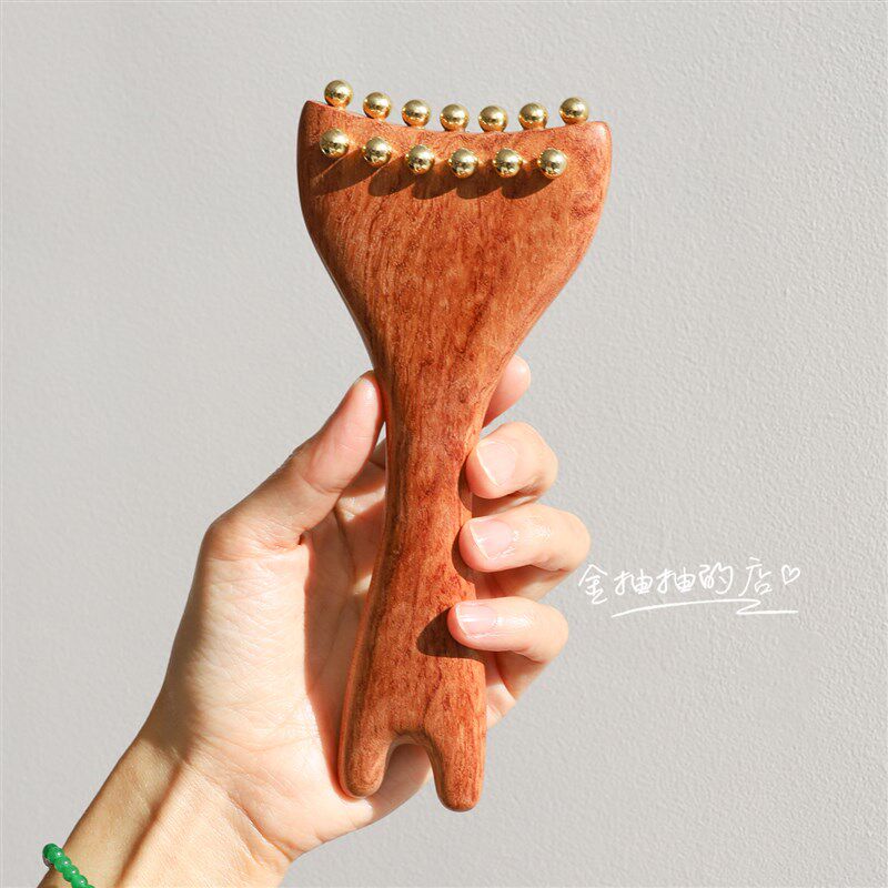 黄铜经络刷!抽哥强推打通淤堵实木黄铜带脉经络刷揉肚子肩颈按摩