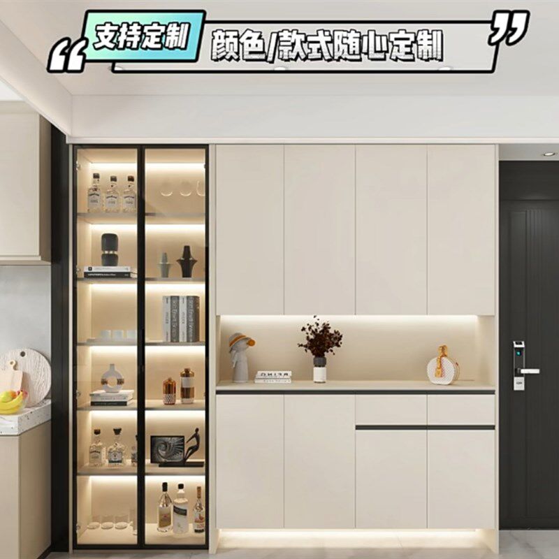 简约现代入户鞋柜高柜家用门口一体酒柜靠墙玄关柜轻奢客厅置物柜