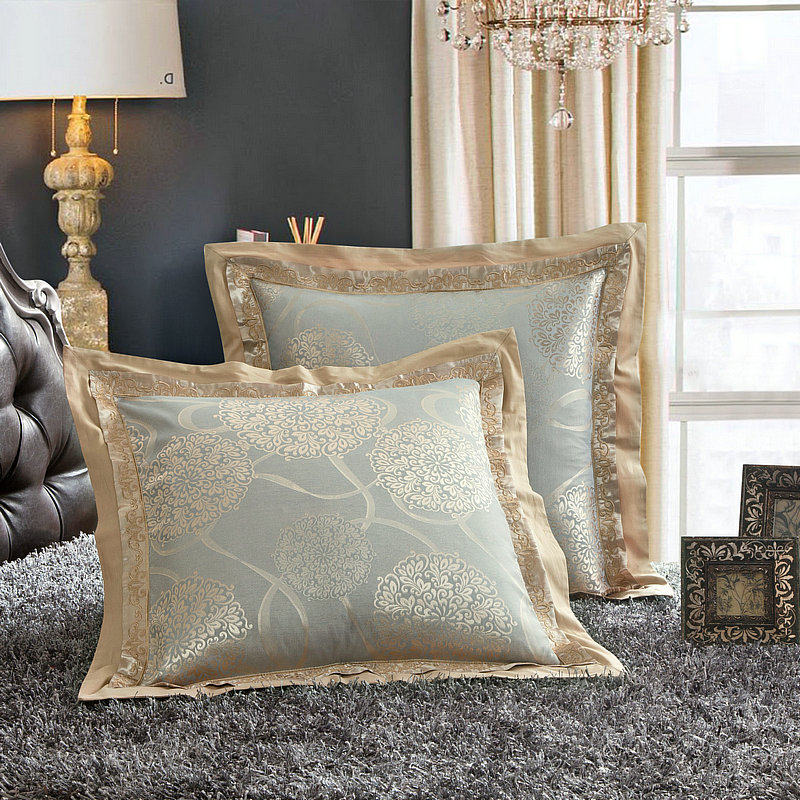 欧式纯棉贡缎提花结婚庆靠垫套沙发床头靠枕50抱枕大60x60不含芯