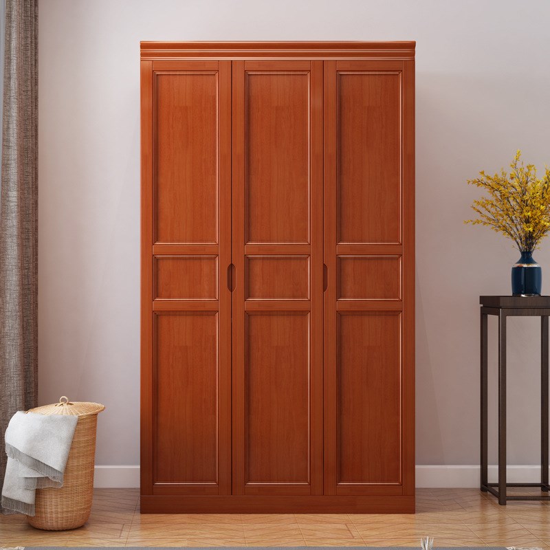 中式实木衣柜家用小户型实木对开两门三门现代简约简易储物柜子