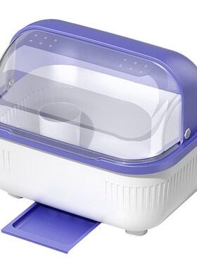 厨房碗碟碗盘收纳架盘子沥水碗架放碗餐具盒带盖碗柜小号-浅蓝色