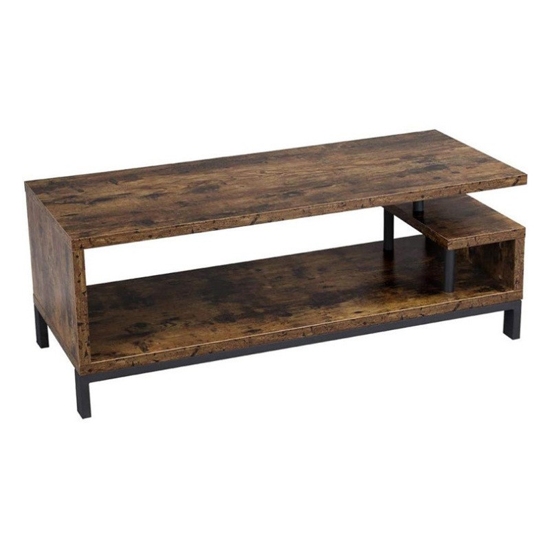 现货钢木结构电视柜茶几组合 复古简易客厅 卧室木色视听柜