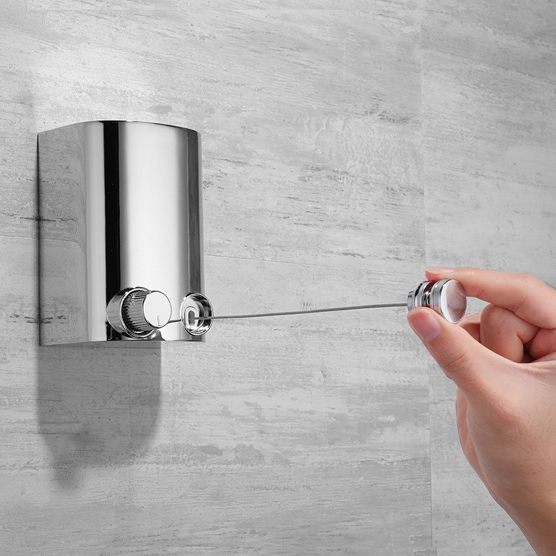 酒店隐形免打孔晾衣绳室内伸缩不锈钢丝晒衣绳户外尼龙挂衣绳