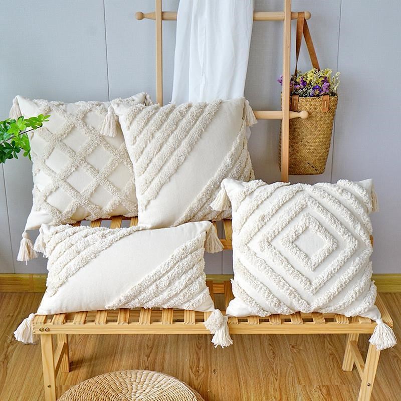 Premium Tufted Sofoa Cushion Cover with Tassel Bohemian Hand
