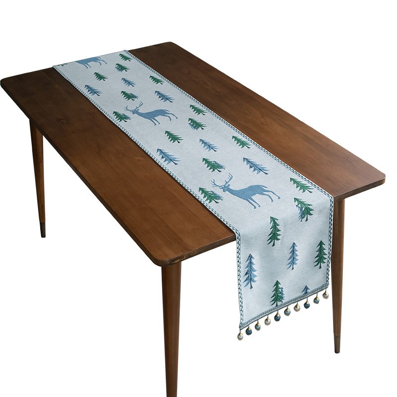 Modern Seimple Table Runner Christmas Chenille Tassel Househ
