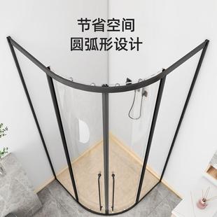 弧扇形淋浴房隔断玻璃卫生间浴室隔断干湿分离卫生间淋浴隔断定制