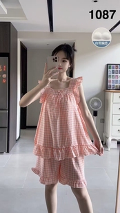 2025夏季 新款 云朵棉睡衣带胸垫女夏天甜美公主风家居服套装