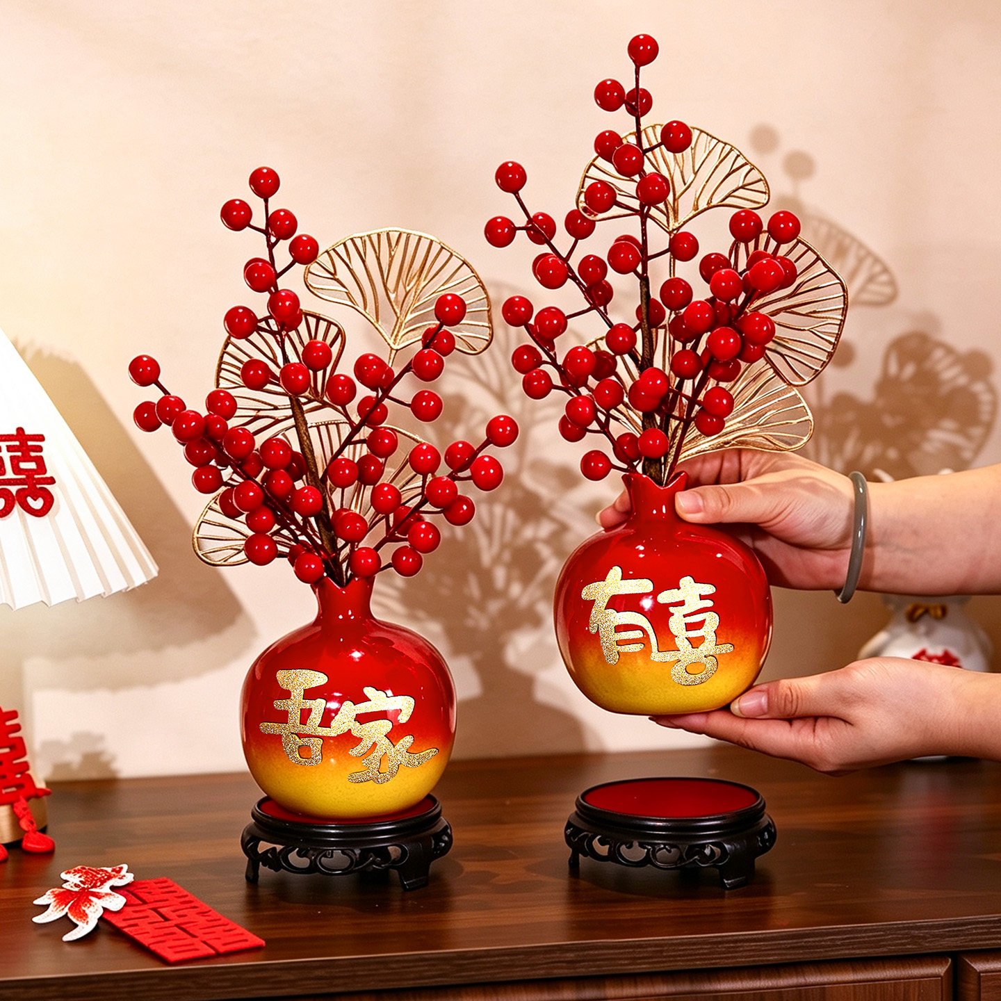 婚房装饰摆件结婚订婚桌面喜字图片