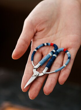 叶屿 植物染小茶剪茶艺剪刀茶道配件泡茶袋剪子迷你纯手工编织